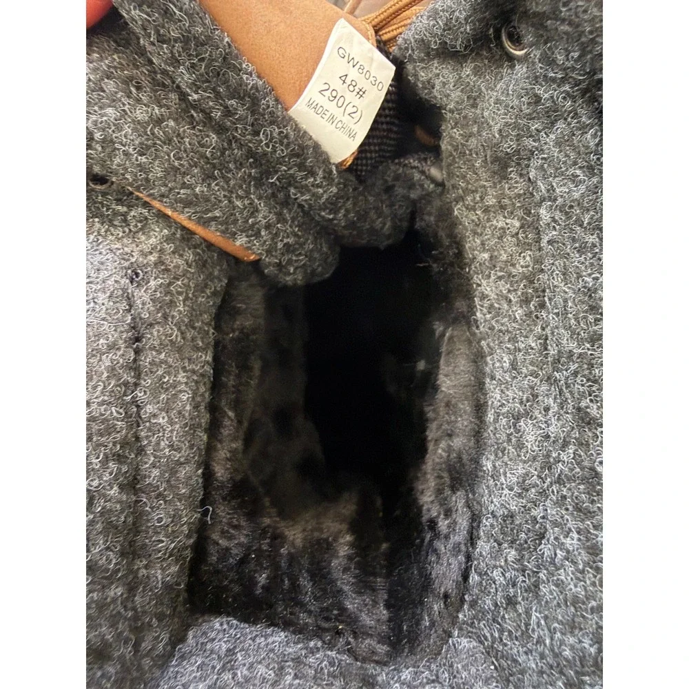Hobibear Men Winter Snow Boots Tan Black Faux Fur Lined Waterproof GW8030 Sz 48